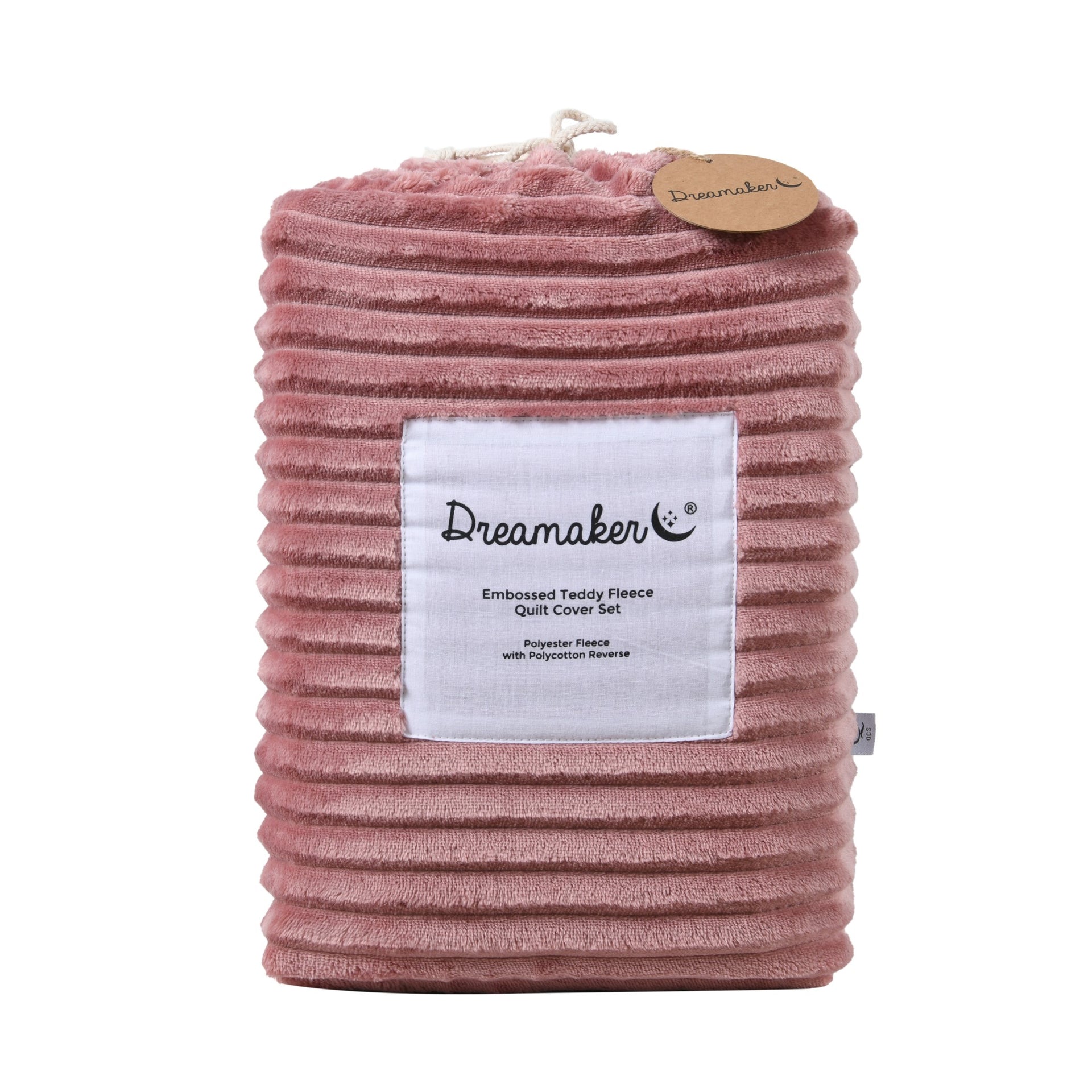 Dreamaker Embossed Fleece Quilt Cover Set Blush