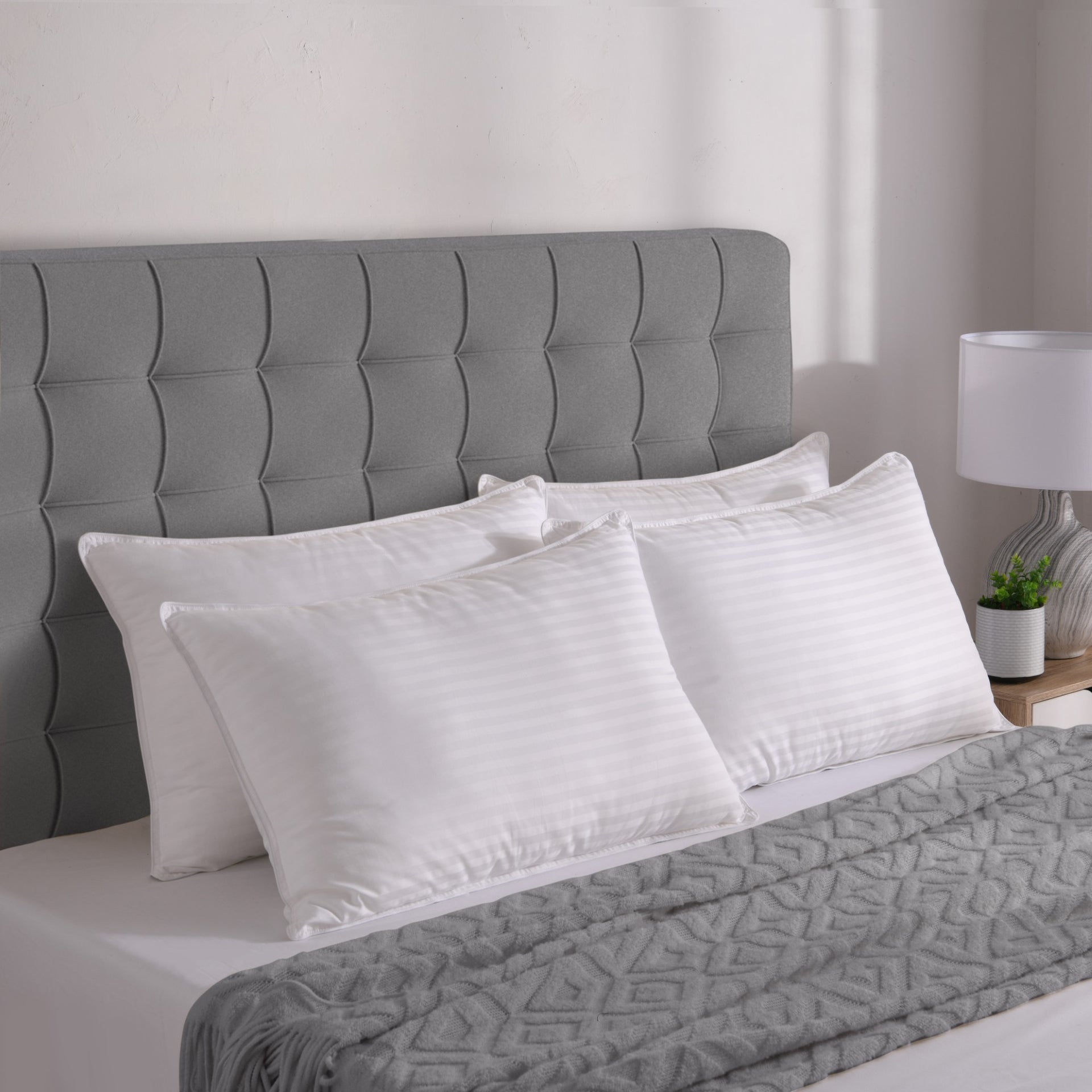 Dreamaker Hotel Collection Cotton Sateen Cover Microfibre Pillow Standard 4 Pack