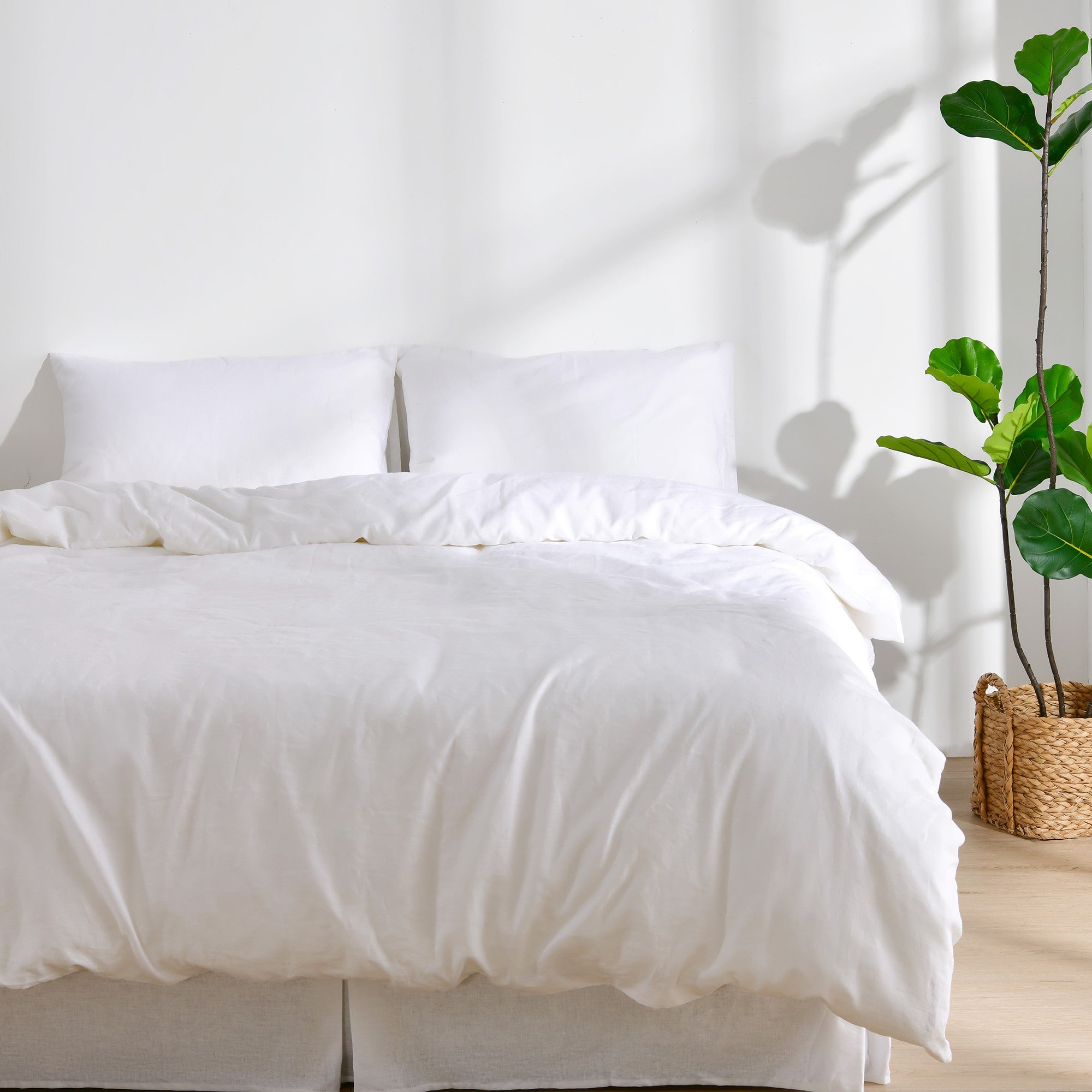 Dreamaker Linen Cotton Quilt Cover Set White