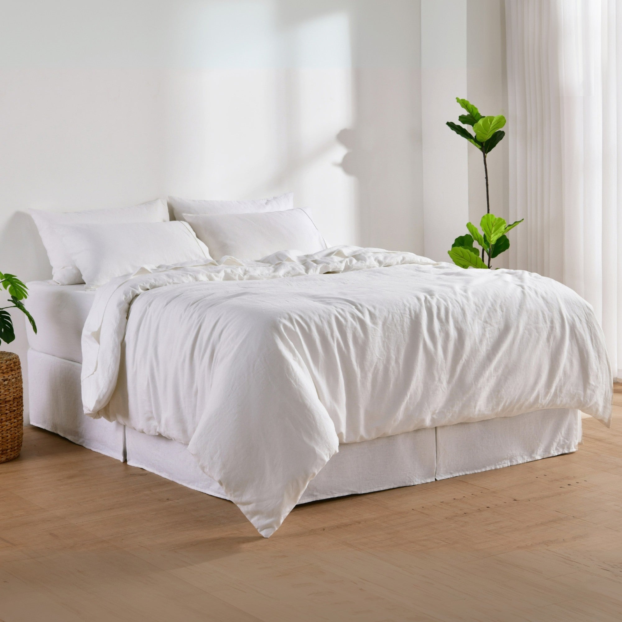 Dreamaker Linen Cotton Quilt Cover Set White