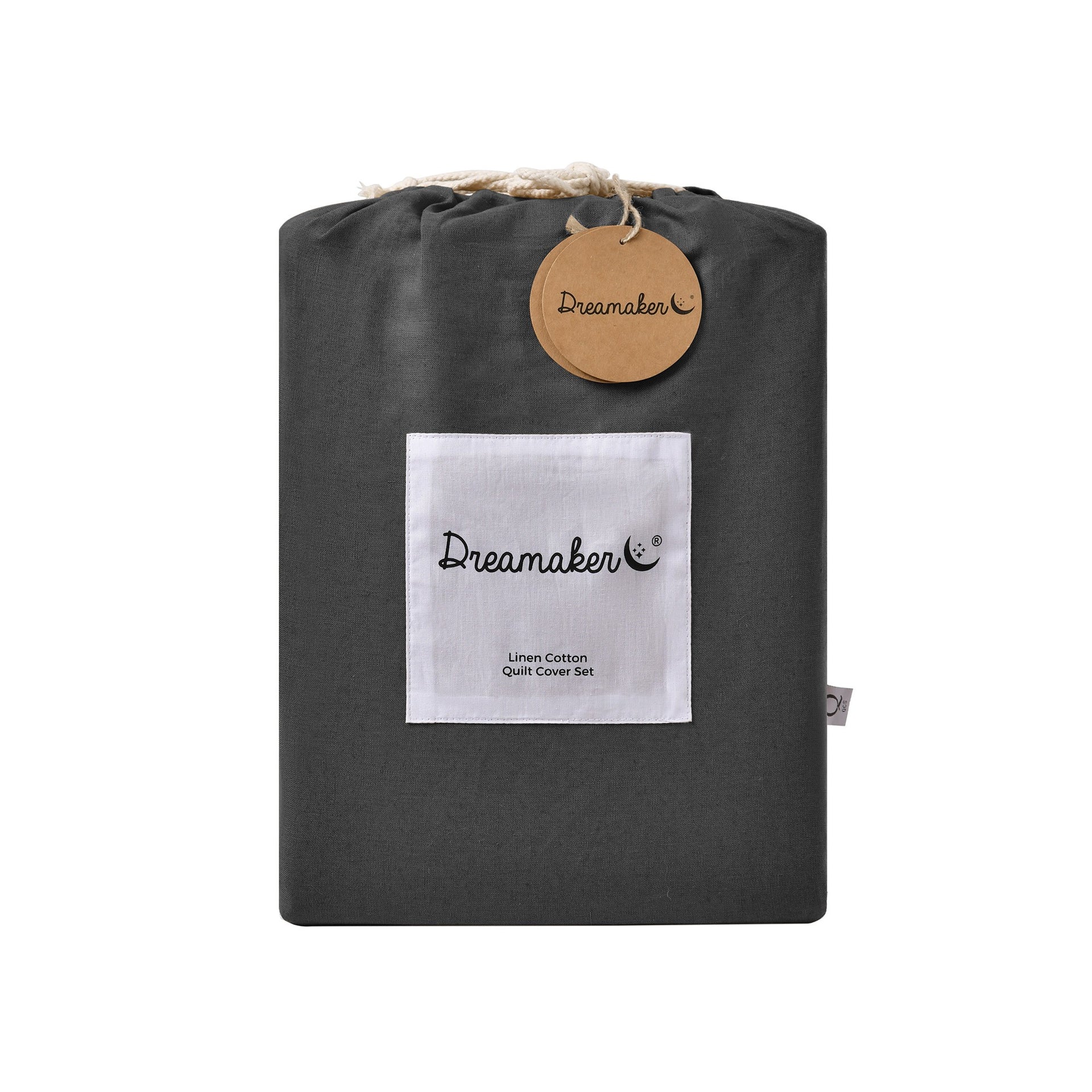 Dreamaker Linen Cotton Quilt Cover Set Charcoal