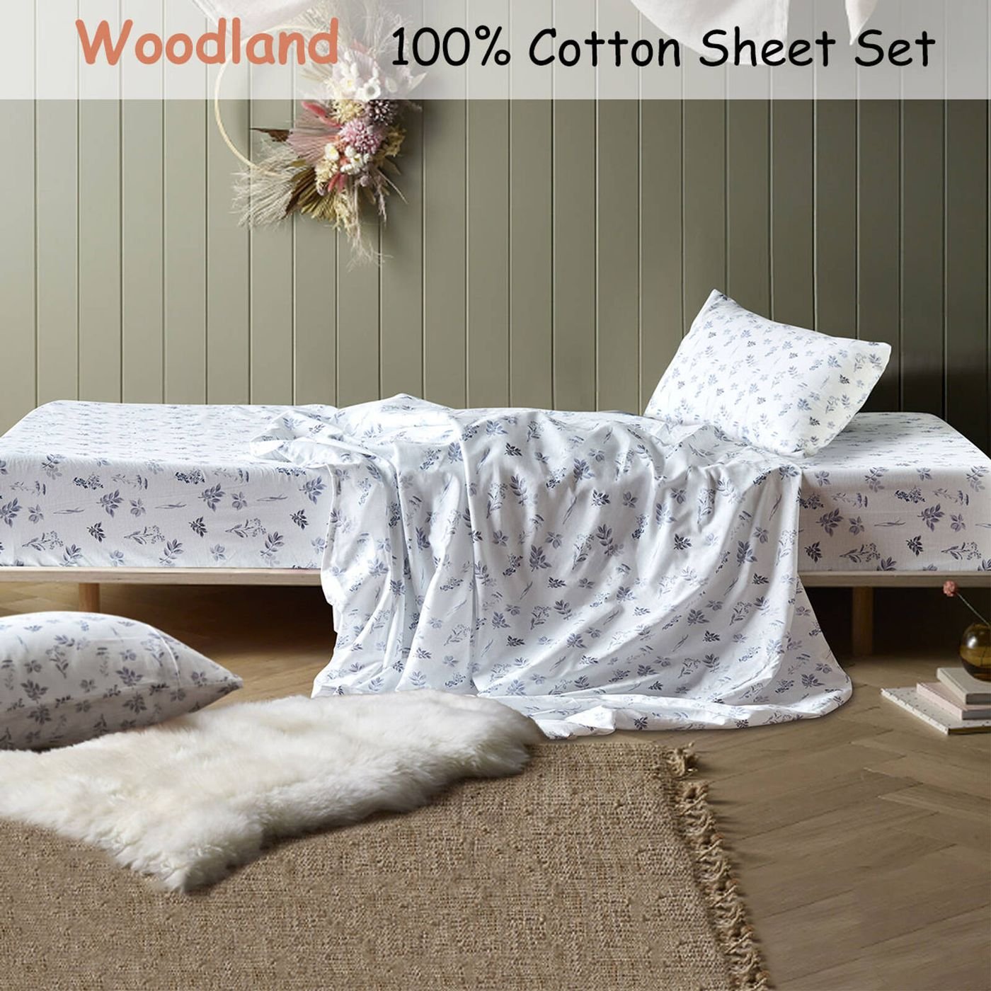 Happy Kids Woodland White Cotton Sheet Set