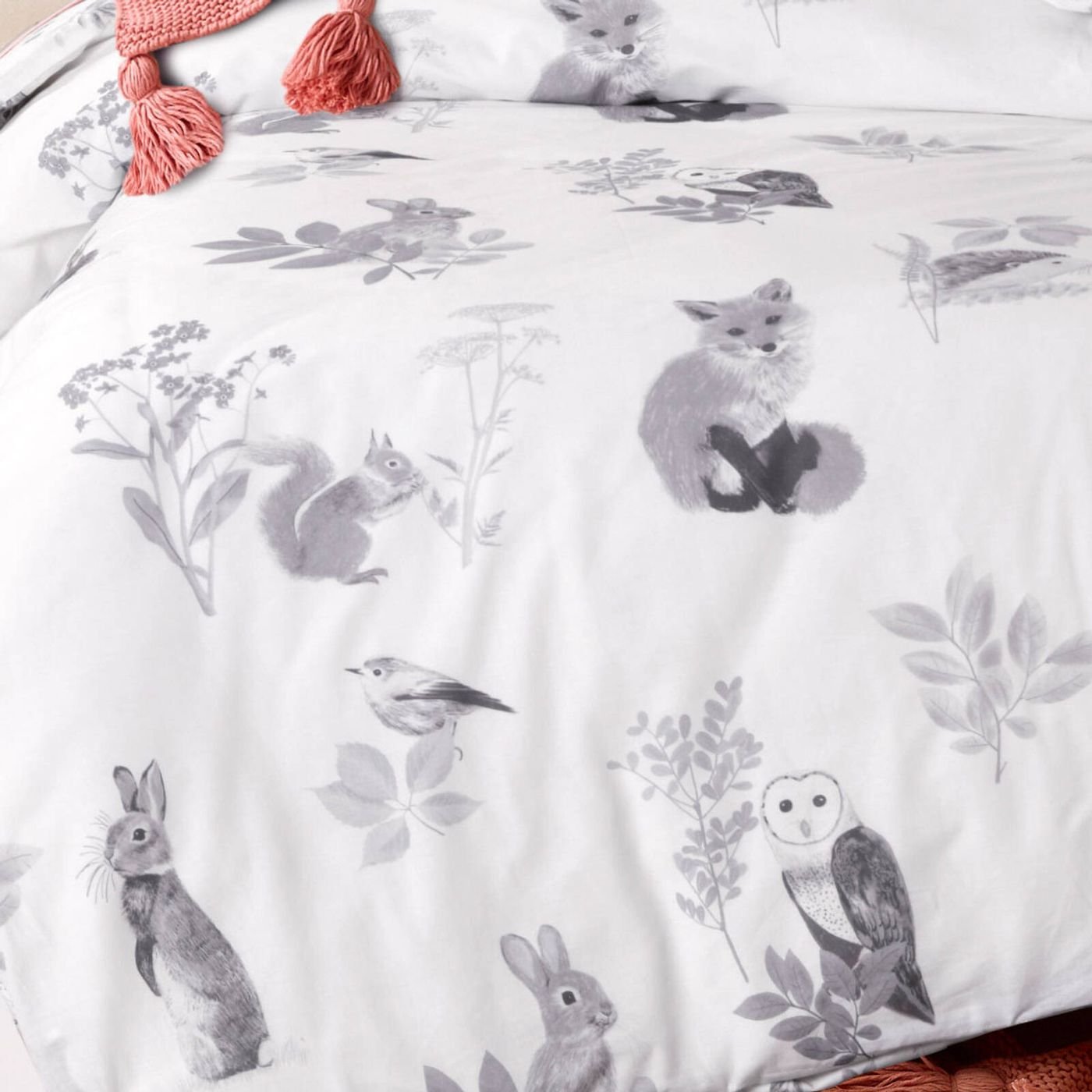 Happy Kids Woodland White Cotton Quilt Cover Set