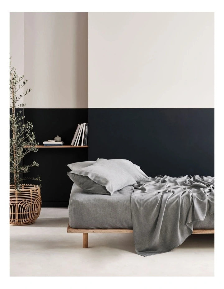 LINEN HOUSE REJEANERATION RIALTA SHEET SET CHARCOAL Linen House