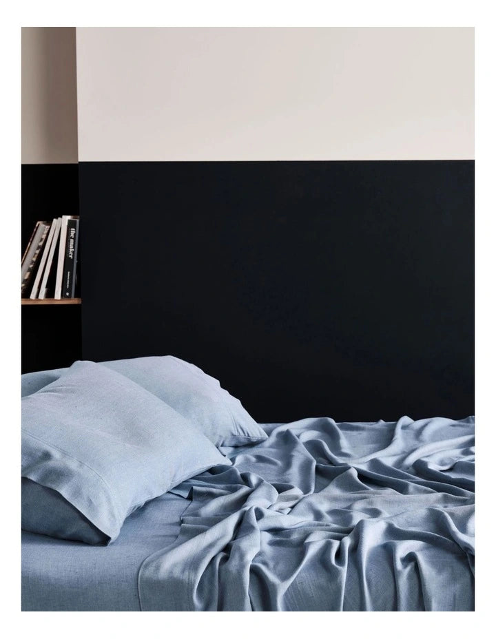 LINEN HOUSE REJEANERATION RIALTA SHEET SET DENIM Linen House