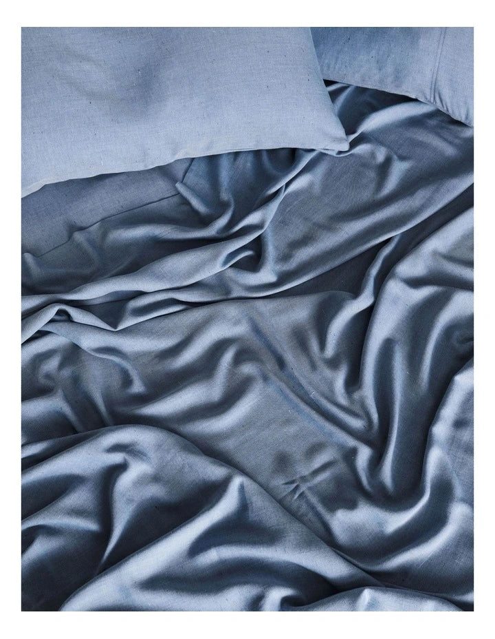 LINEN HOUSE REJEANERATION RIALTA SHEET SET DENIM Linen House