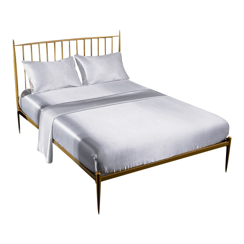 Anyhouz Fitted Sheet Silky Sheet Set with Pillow Cases - Queen - White