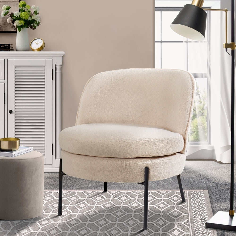 Oikiture Armchair Wide Padded Seat Boucle Beige