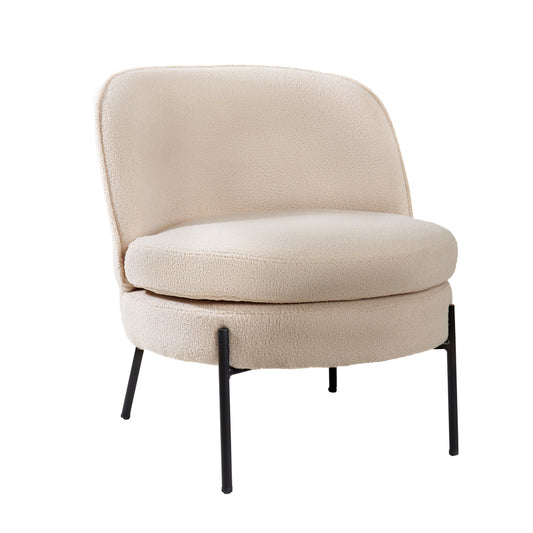 Armchair Wide Padded Seat Boucle Beige