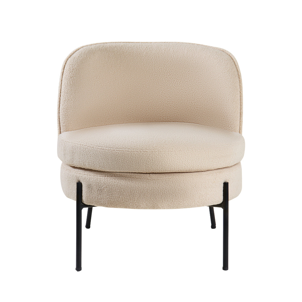 Oikiture Armchair Wide Padded Seat Boucle Beige