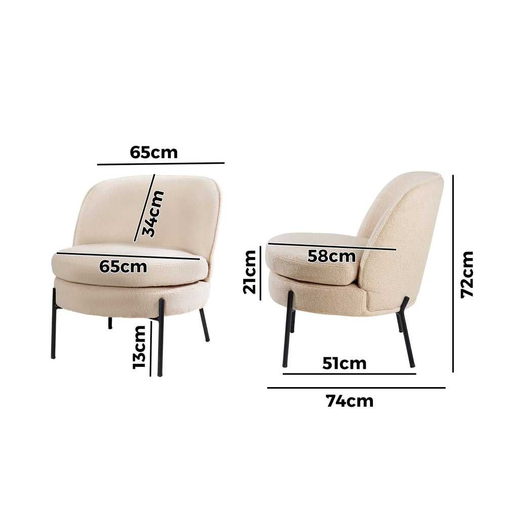 Oikiture Armchair Wide Padded Seat Boucle Beige
