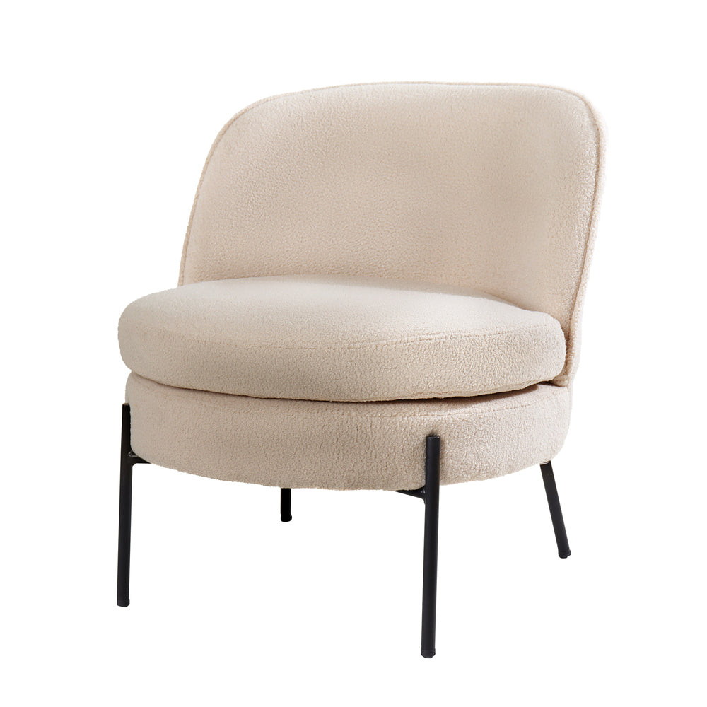 Oikiture Armchair Wide Padded Seat Boucle Beige