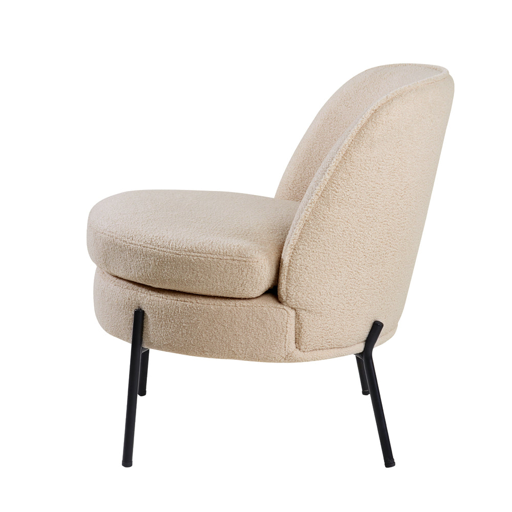 Oikiture Armchair Wide Padded Seat Boucle Beige