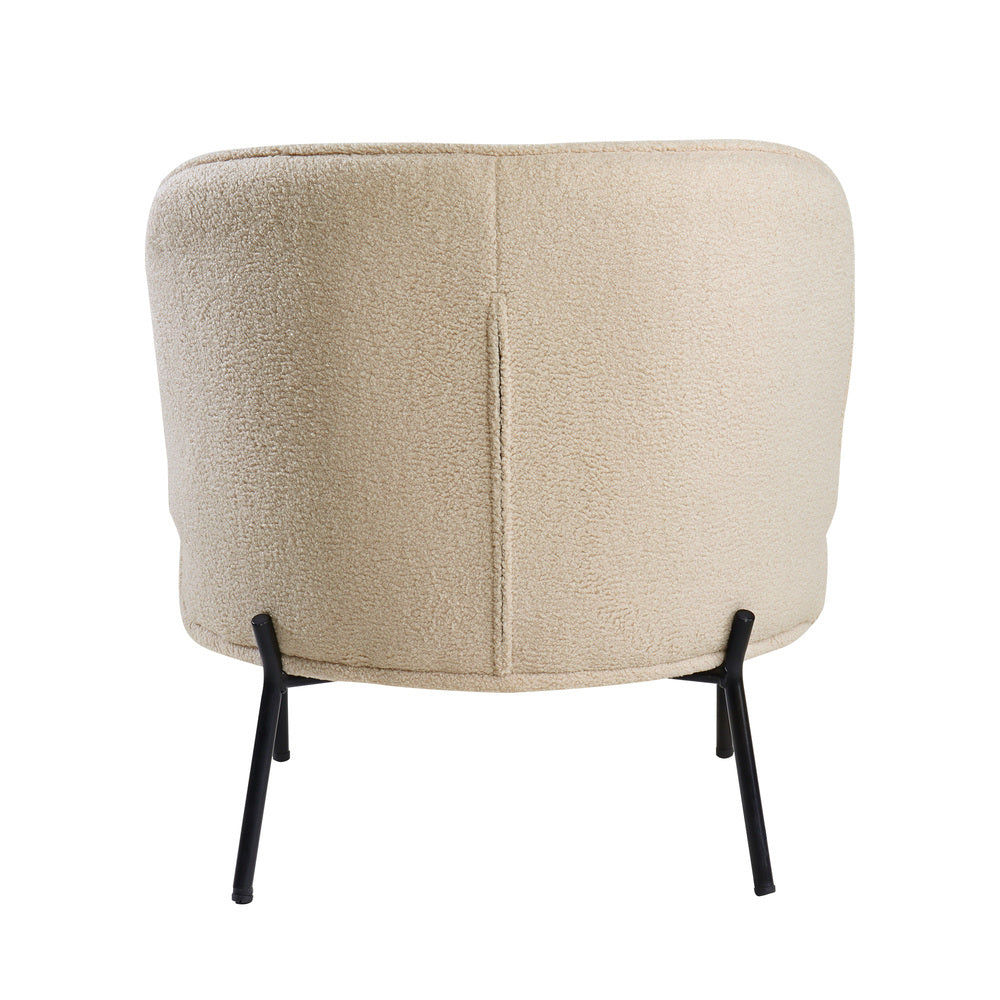 Oikiture Armchair Wide Padded Seat Boucle Beige