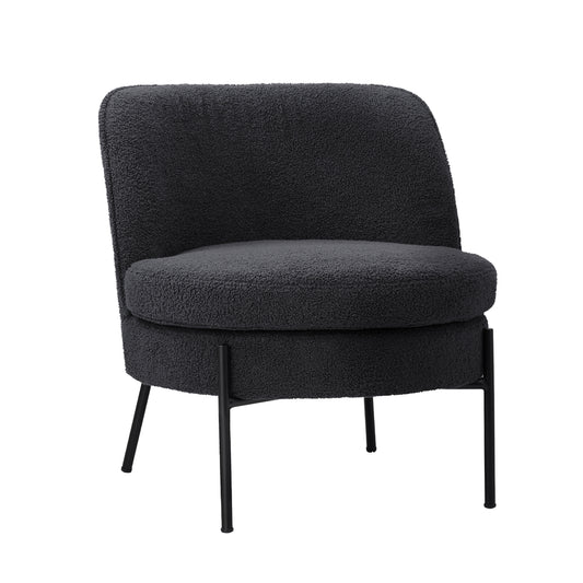 Armchair Wide Padded Seat Boucle Charcoal