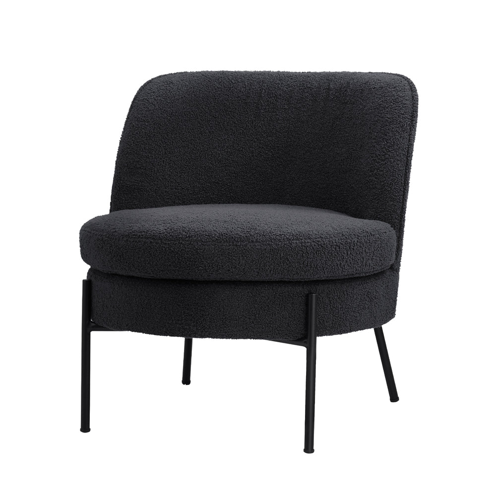 Oikiture Armchair Wide Padded Seat Boucle Charcoal