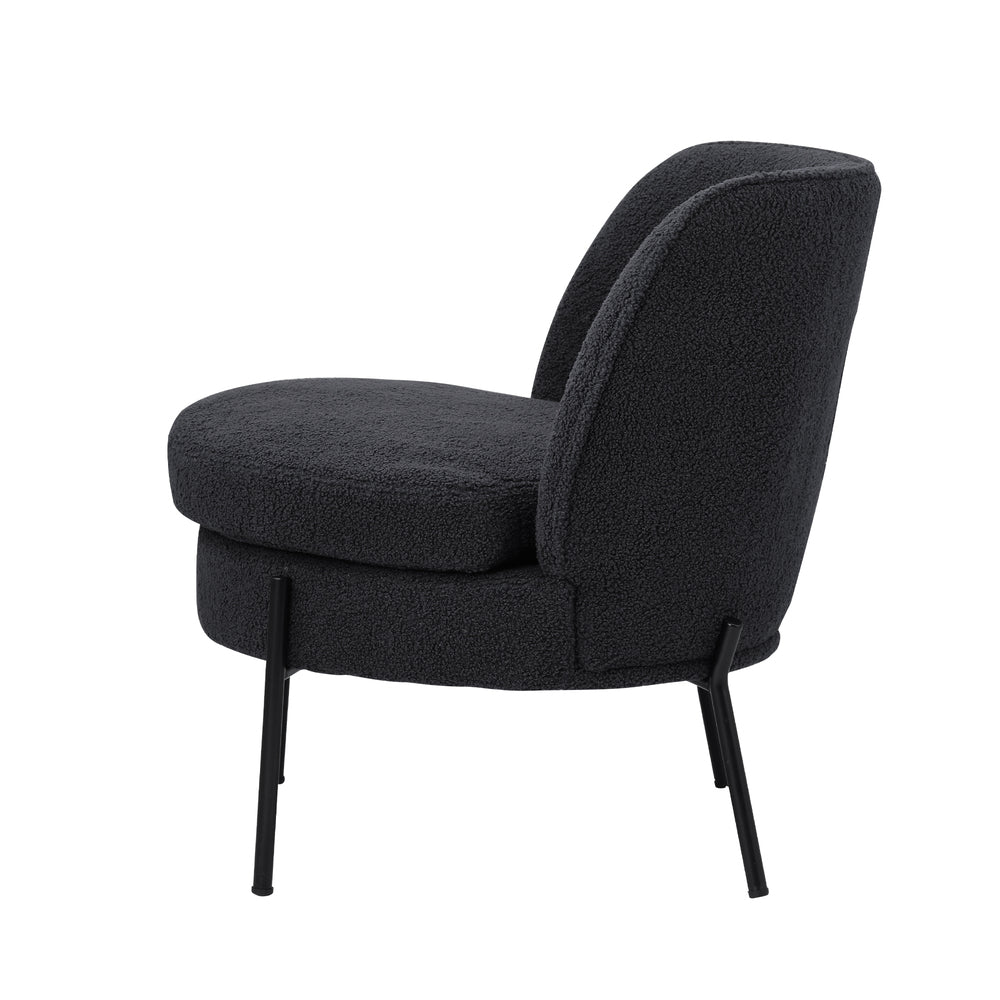 Oikiture Armchair Wide Padded Seat Boucle Charcoal