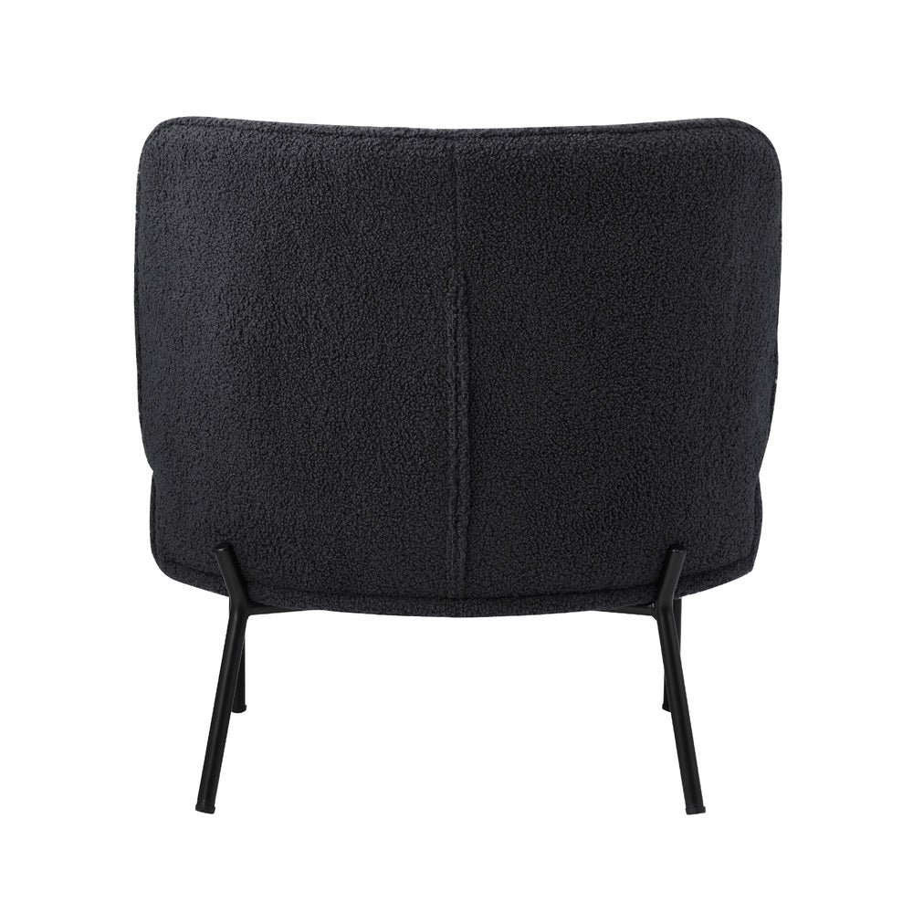 Oikiture Armchair Wide Padded Seat Boucle Charcoal