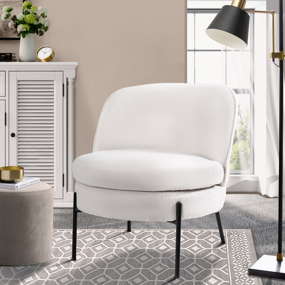 Oikiture Armchair Wide Padded Seat Boucle White