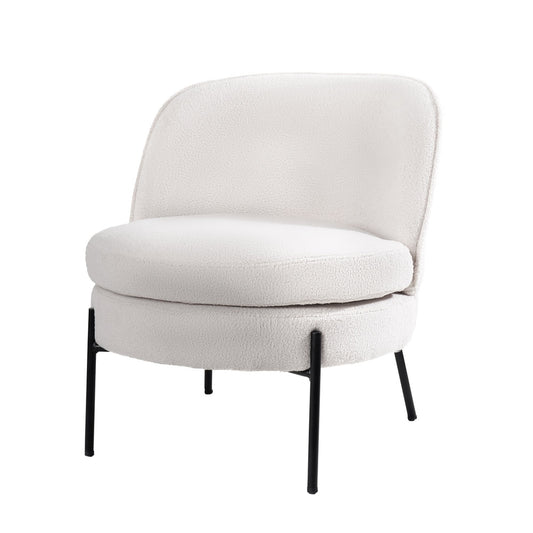 Armchair Wide Padded Seat Boucle White
