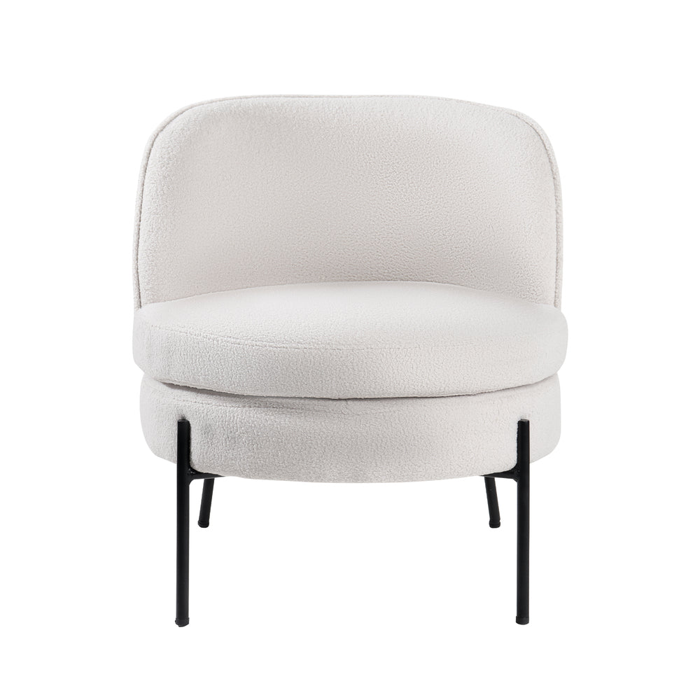 Oikiture Armchair Wide Padded Seat Boucle White