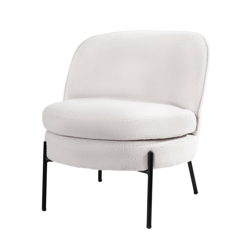 Oikiture Armchair Wide Padded Seat Boucle White