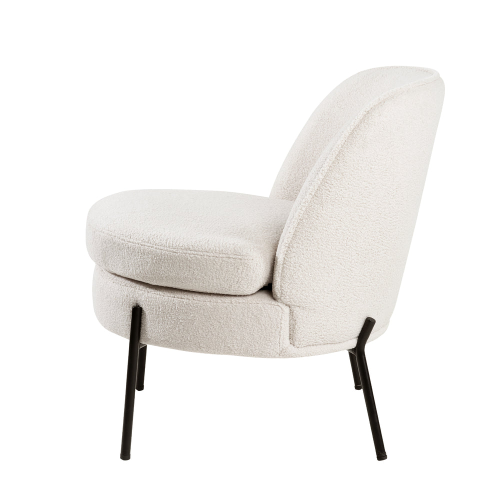 Oikiture Armchair Wide Padded Seat Boucle White