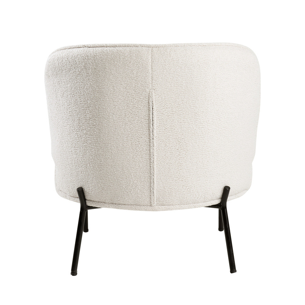 Oikiture Armchair Wide Padded Seat Boucle White