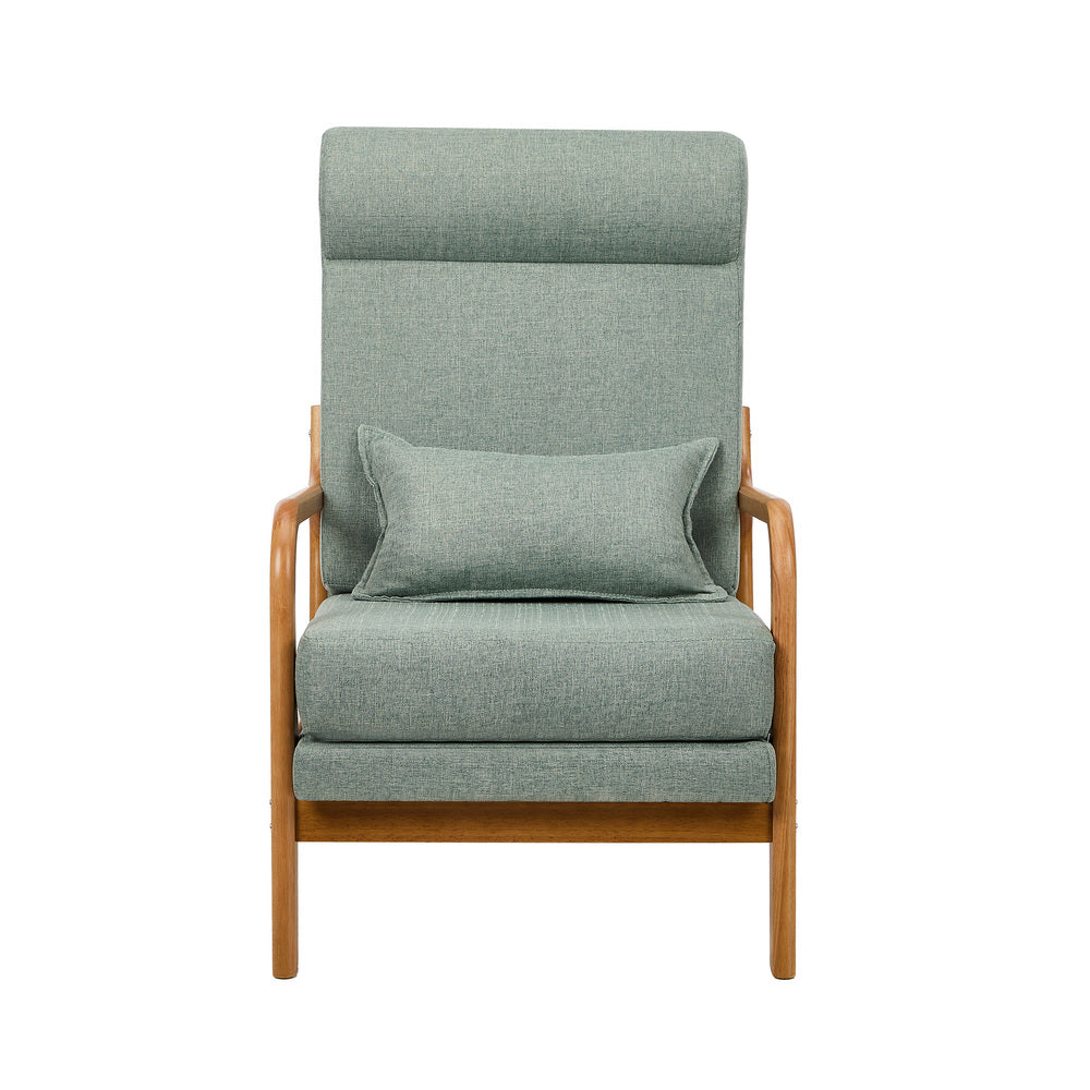 Oikiture Armchair Linen Fabric Lounge Chair with Lumbar Pillow Green Oikiture