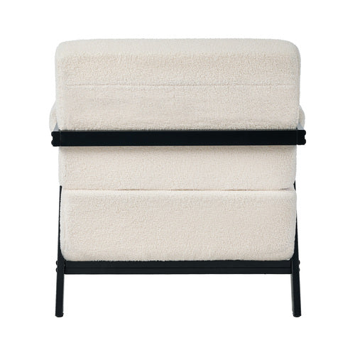 Oikiture Compressed Armchair Sherpa Lounge Accent Sofa with Cushion