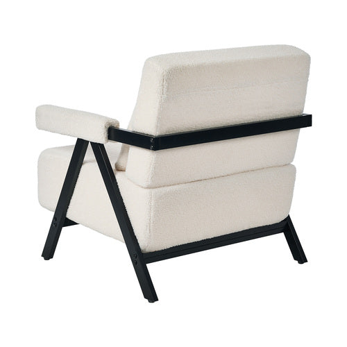 Oikiture Compressed Armchair Sherpa Lounge Accent Sofa with Cushion
