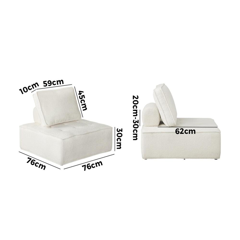 Oikiture 4Pcs Modular Armless Sofa Sherpa White