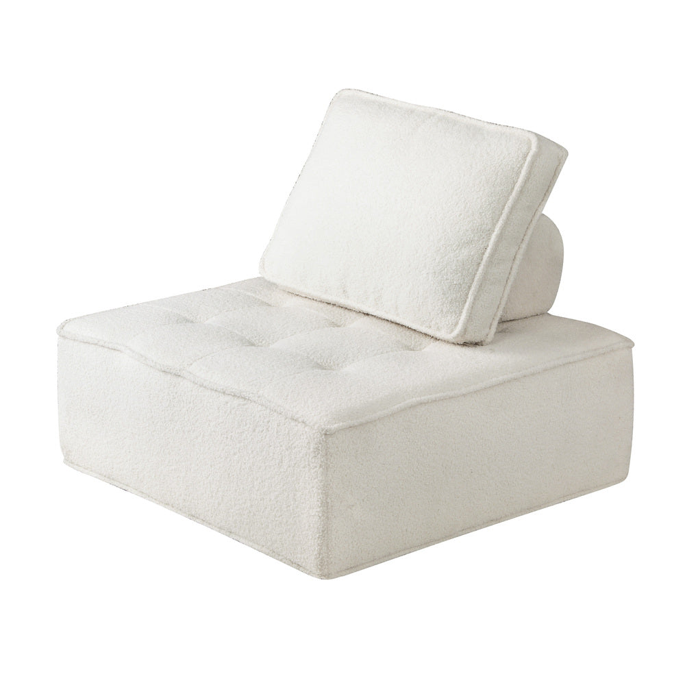 Oikiture 4Pcs Modular Armless Sofa Sherpa White