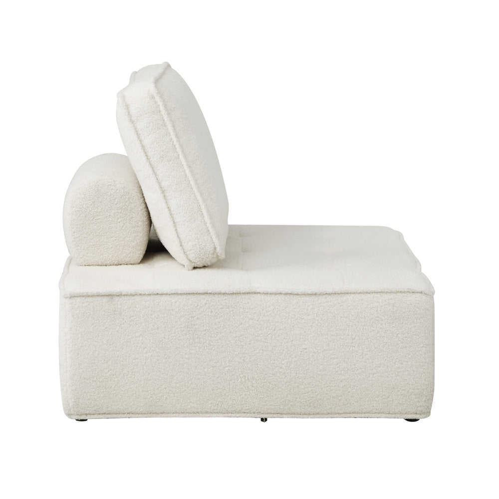 Oikiture 4Pcs Modular Armless Sofa Sherpa White