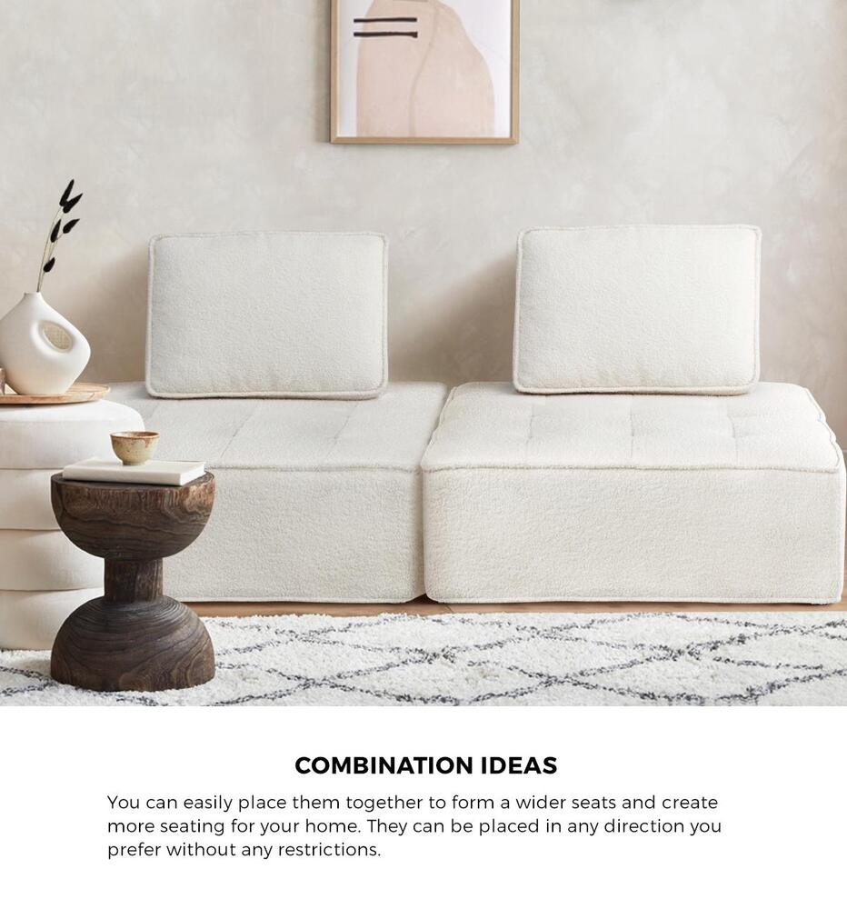 Oikiture 4Pcs Modular Armless Sofa Sherpa White