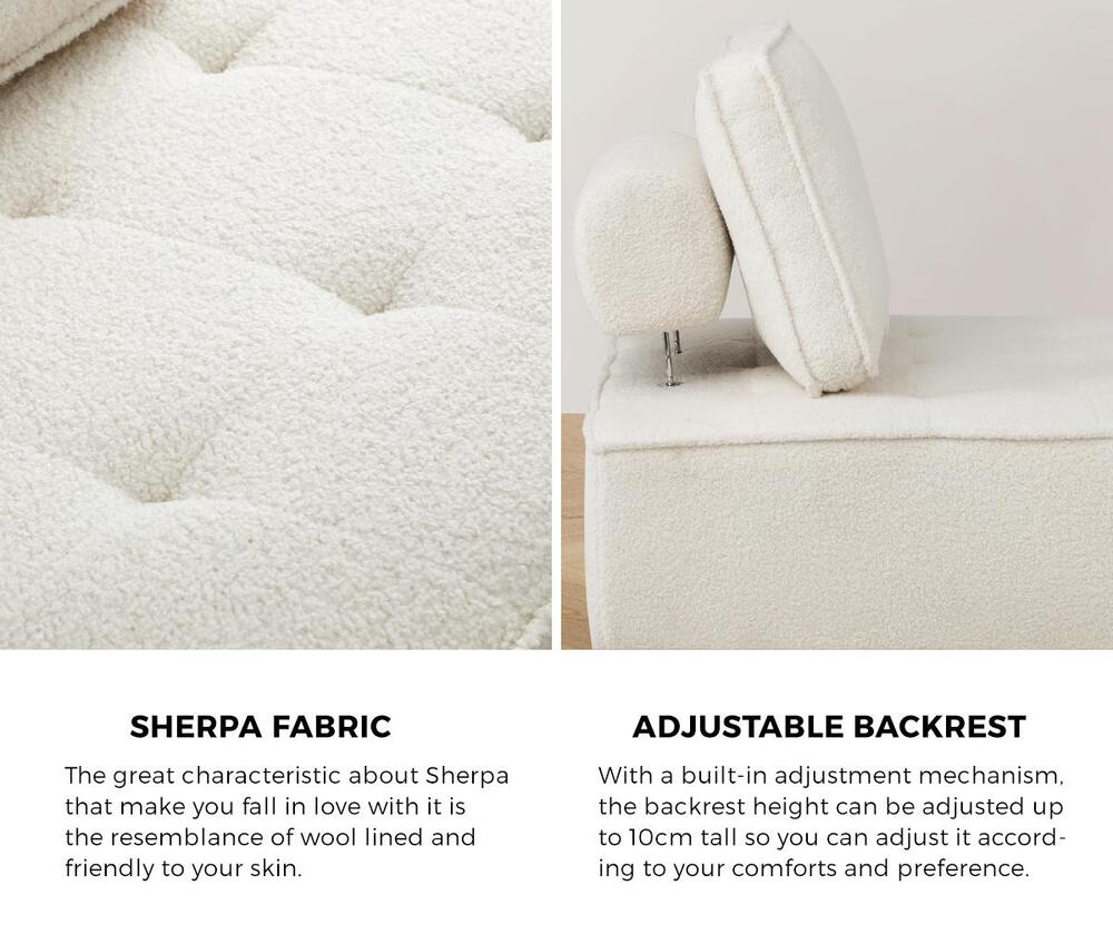 Oikiture 4Pcs Modular Armless Sofa Sherpa White