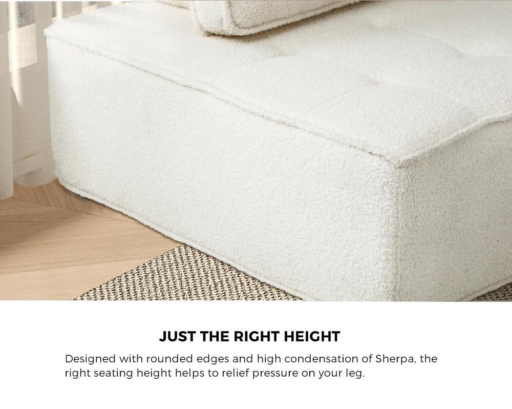 Oikiture 4Pcs Modular Armless Sofa Sherpa White