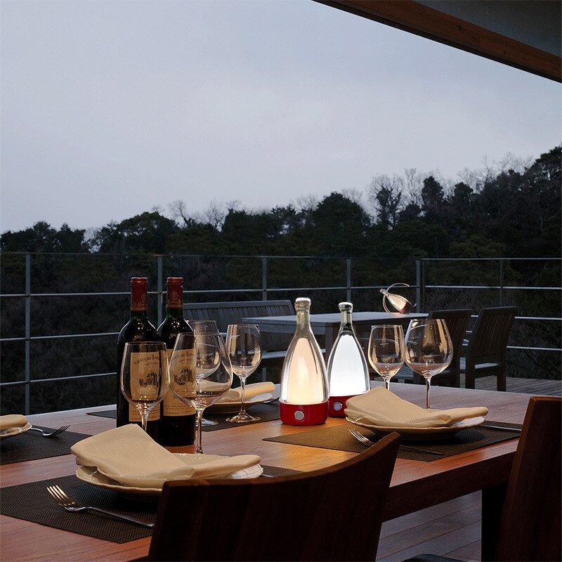 Anyhouz Luxury Lamp Bluetooth Speaker Orange Wine Bottle Home Decor USB Rechargeable Table Accents for Bedroom Hotel Living Room