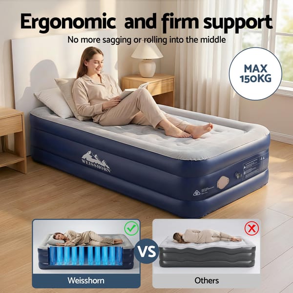 Weisshorn Air Mattress Single Inflatable Bed 46Cm Air Bed Cube