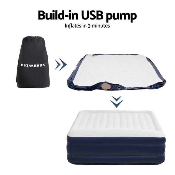 Weisshorn Air Mattress Double Inflatable Bed 46Cm Air Bed