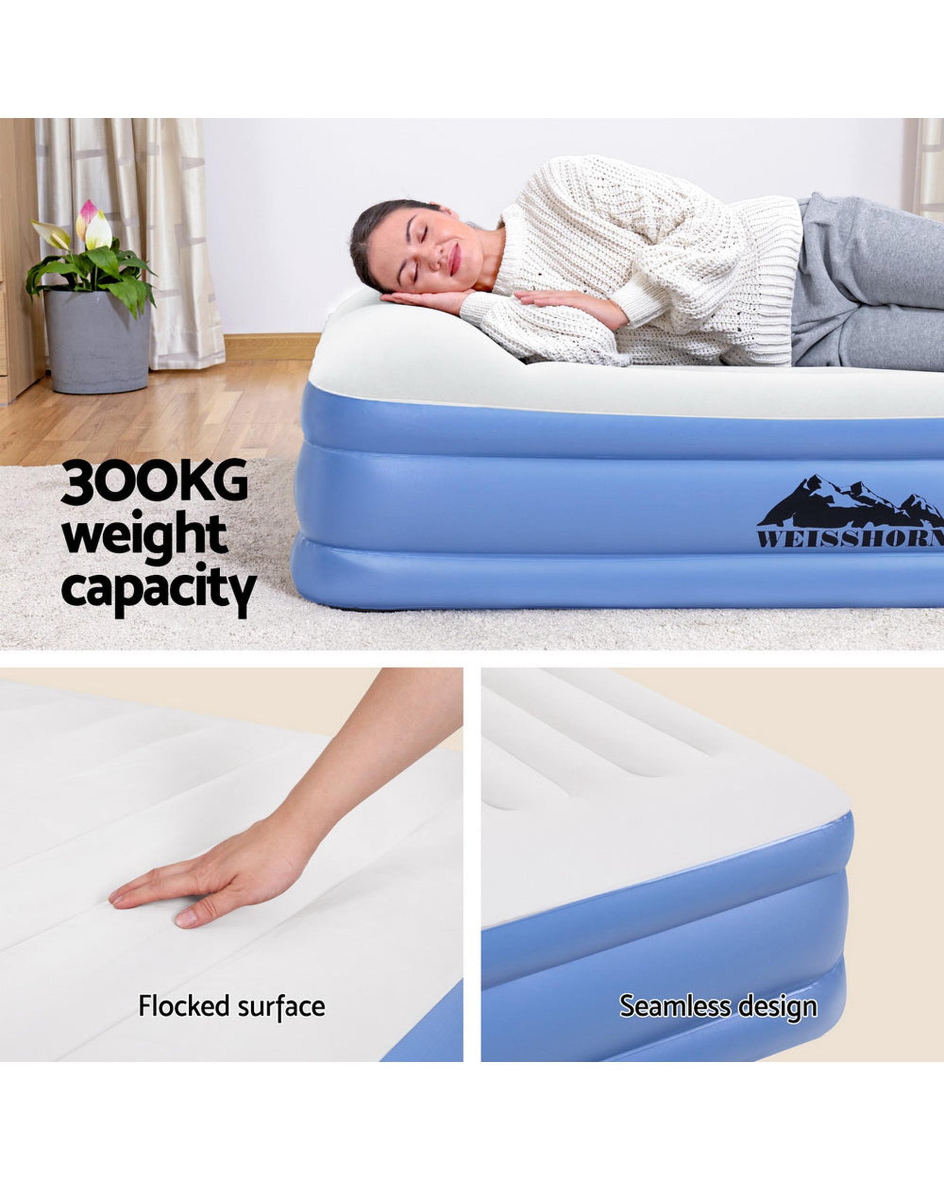 Weisshorn Air Mattress Queen Inflatable Bed 50cm Air bed Big Bedding Australia
