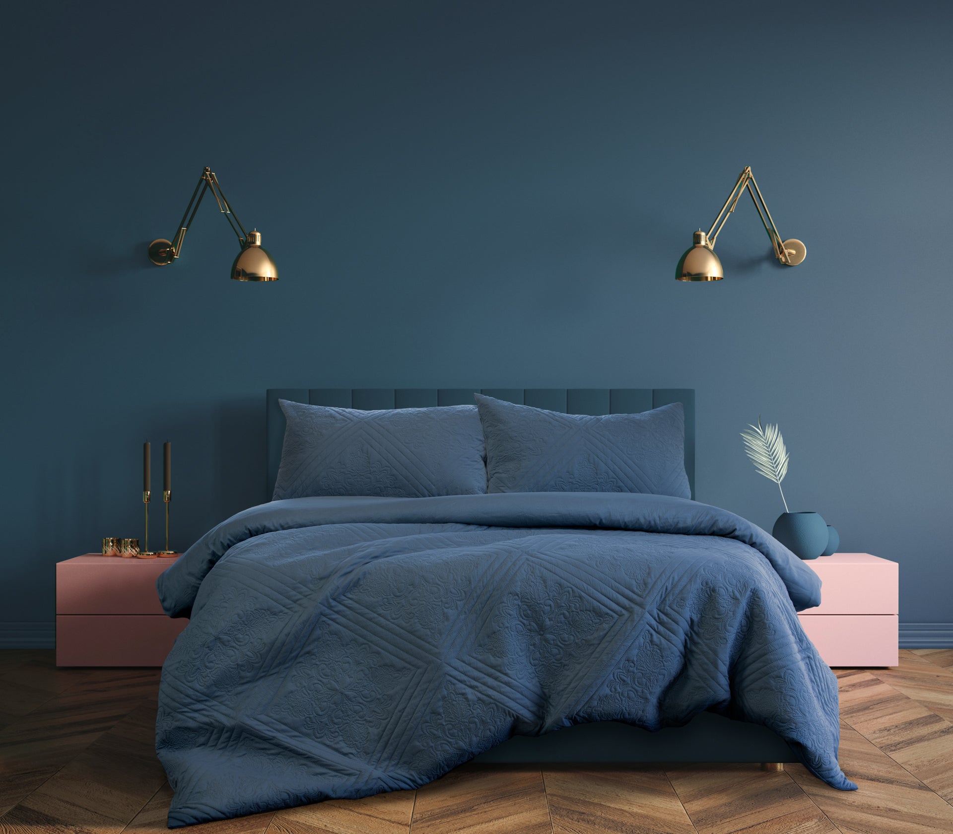 ARDOR BOUDOIR "Eddison" MICROFIBRE QUILT COVER SET - BLUESTONE Ardor Bedding