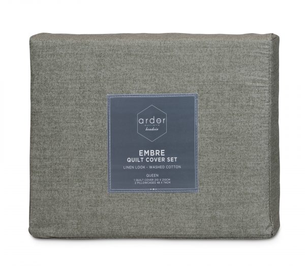 ARDOR BOUDOIR "Embre" Linen Look Washed Cotton QUILT COVER SET Ardor Bedding