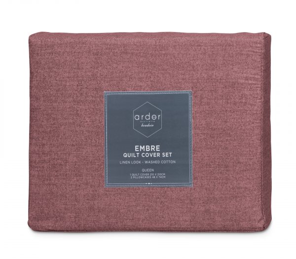 ARDOR BOUDOIR "Embre" Linen Look Washed Cotton QUILT COVER SET Ardor Bedding