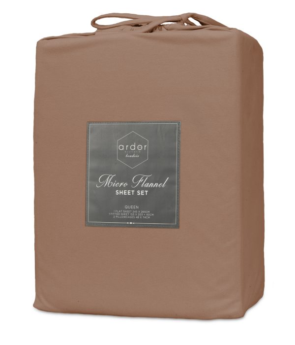 ARDOR BOUDIOR "Micro Flannel" SHEET SET - LATTE Ardor Bedding