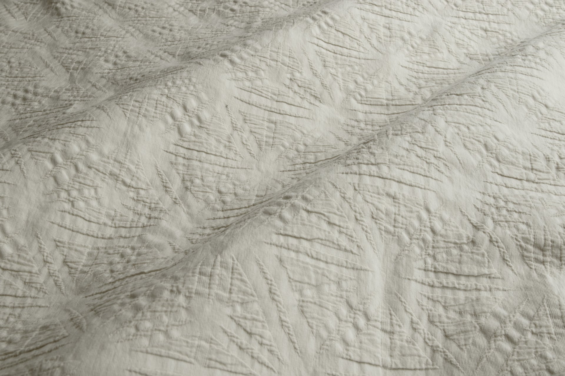 ALGODON "Cabo" WASHED COTTON JACQUARD QUILT COVER SET - COCONUT MILK Algodon