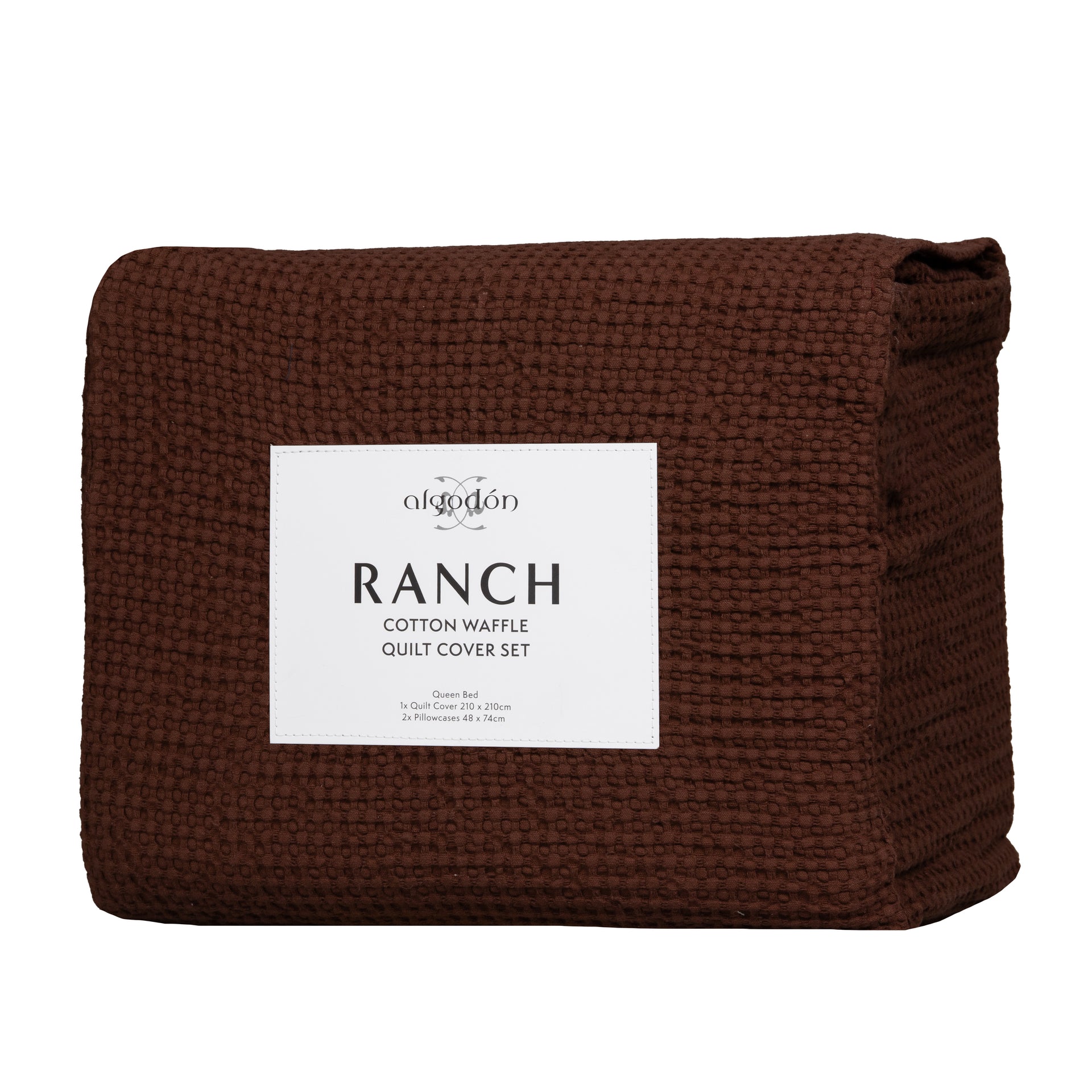 ALGODON "Ranch" COTTON WAFFLE QUILT COVER SET - BARK Algodon