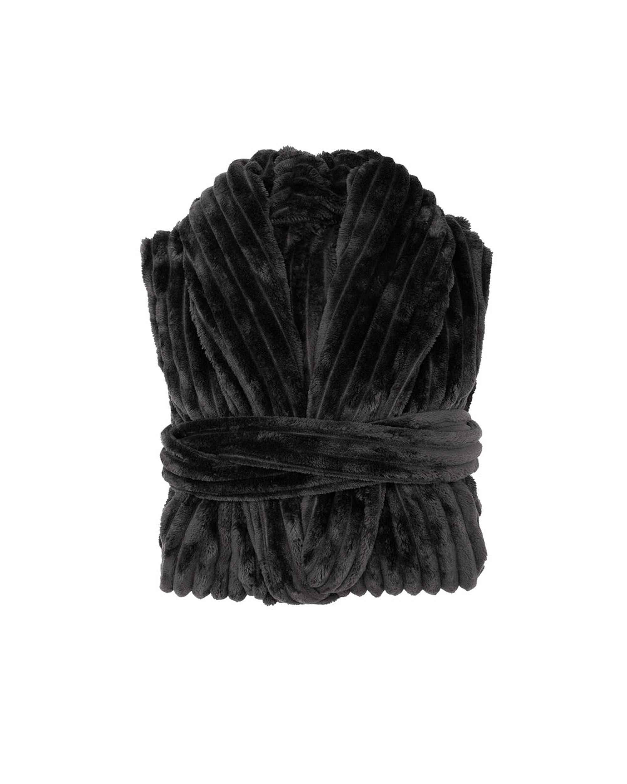 Bambury Channel Fleece Robe Charcoal