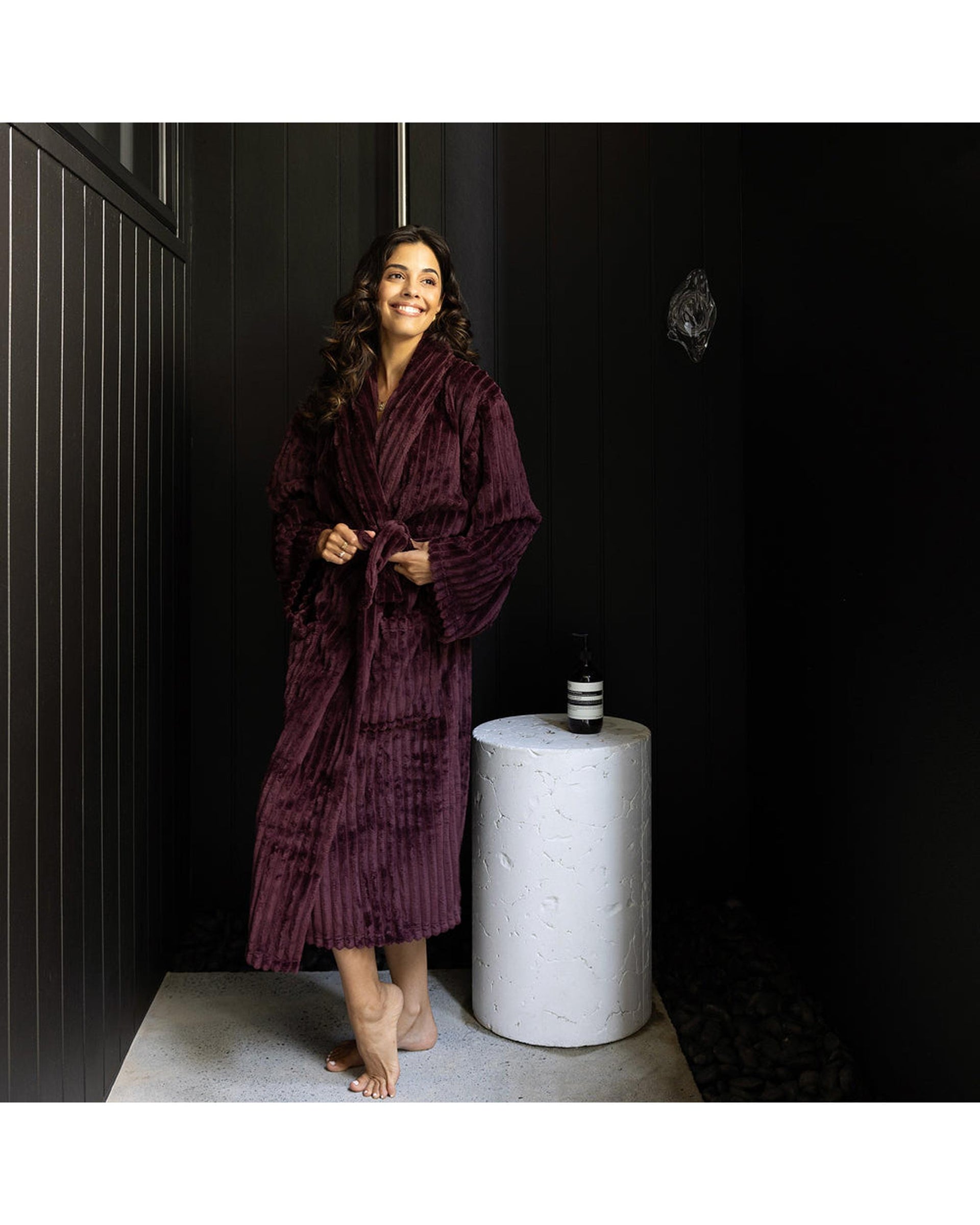 Bambury Channel Fleece Robe Plum