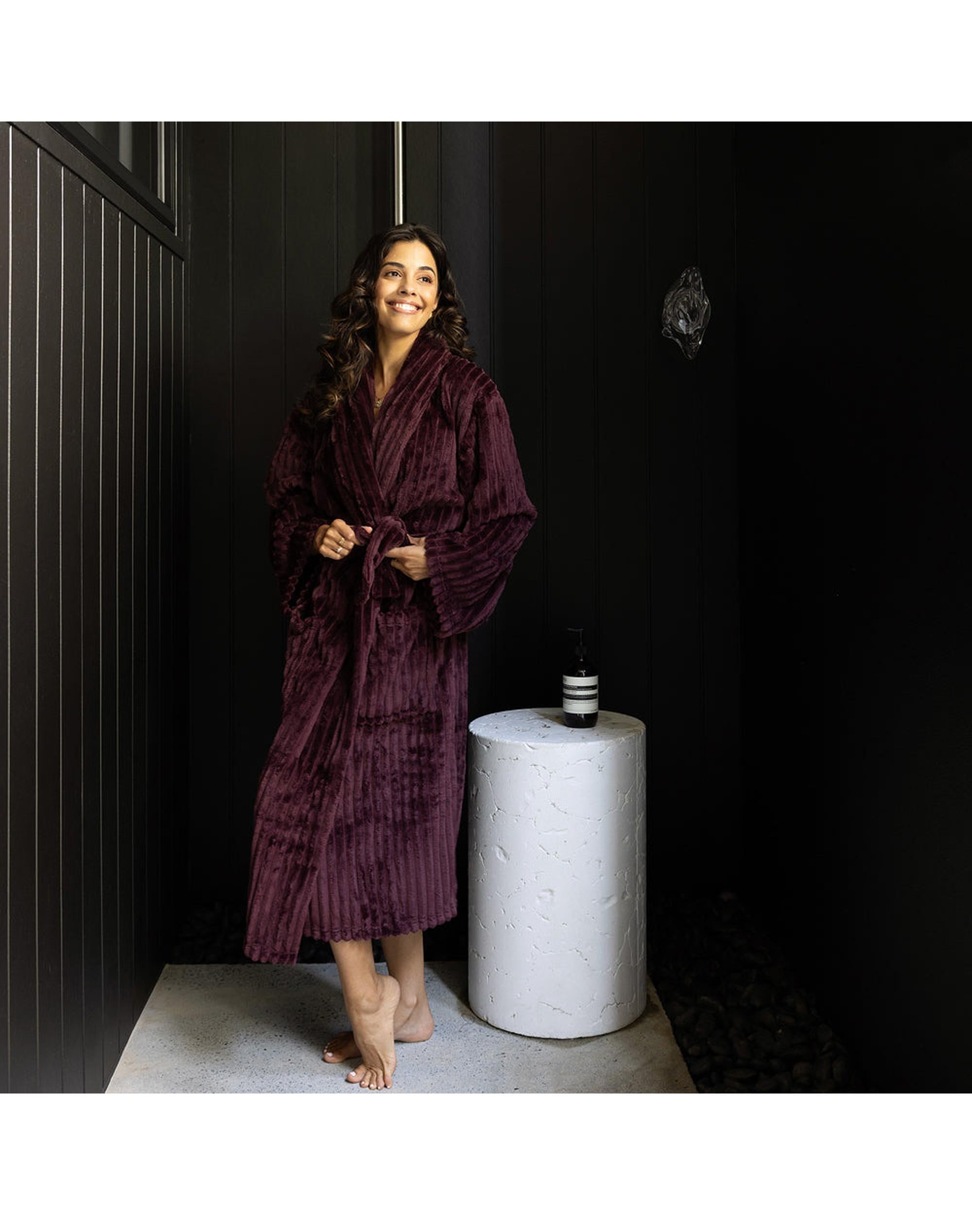 Bambury Channel Fleece Robe Plum